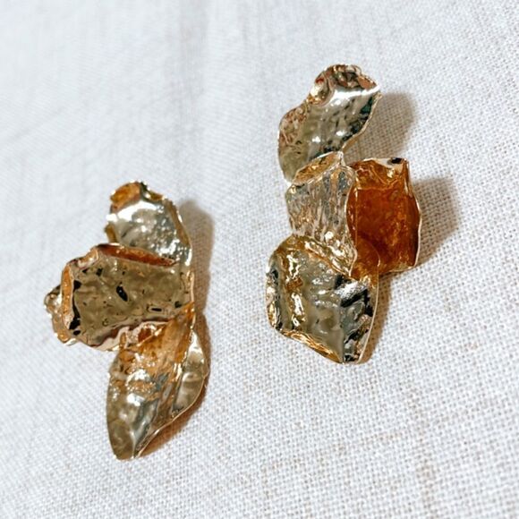 Hammered flower earrings N190 - Picture 4 of 6